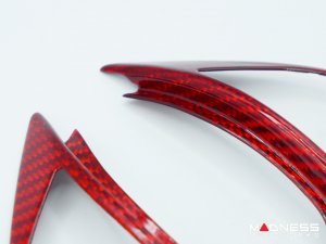 FIAT 500 Steering Wheel Trim Set - 2 pieces - Carbon Fiber - Red Pearl Finish